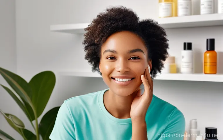 여드름 케어 솔루션 - **Morning Radiance Skincare Routine**
"A young adult, with naturally clear and glowing skin, is ...