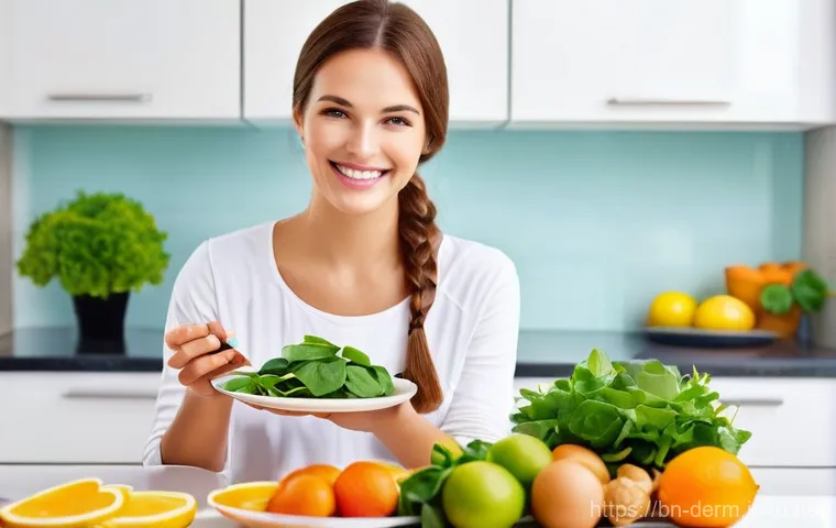 피부 탄력 개선 습관 - **Prompt 1: Natural Radiance Skincare Ritual**
    "A serene young woman, appearing to be in her mid...