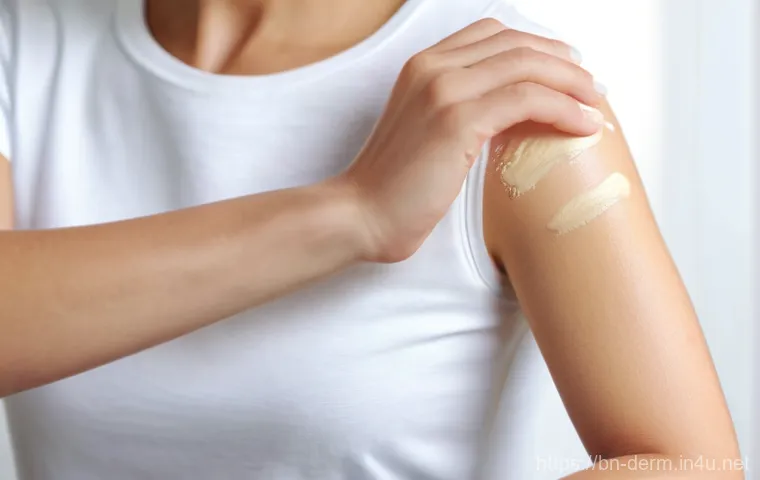 피부과 상처 치유 연고 - **Prompt 2: Advanced Hydrogel Application for Healing**
    "A mid-shot of a person, mid-20s, with a...